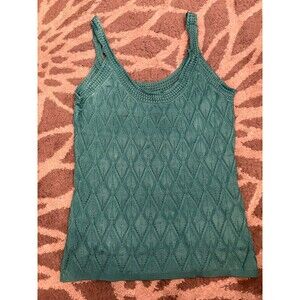 Teal Blue White House Black Market Textured Tank Top